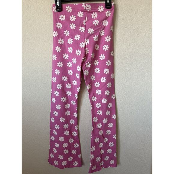 Old Navy Pink Daisy Elastic Waist Full Length Flare Leggings Size L 10/12 - Picture 5 of 6